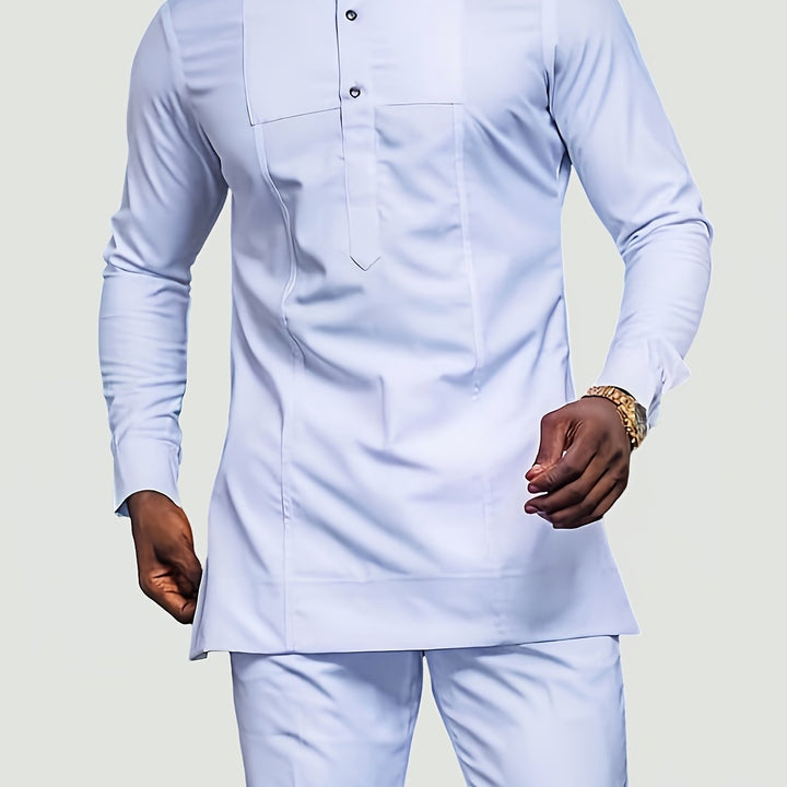 Men's White Dashiki 2pcs Set