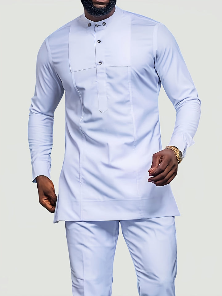 Men's White Dashiki 2pcs Set